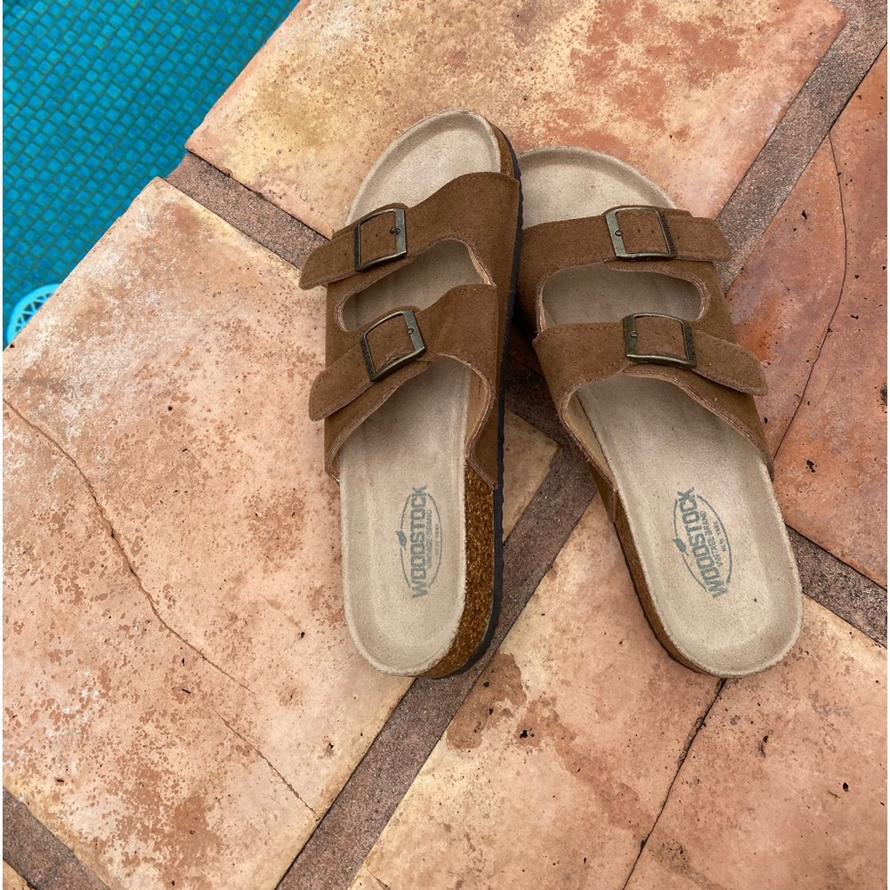VTG Woodstock Women’s Brown Leather Sandals Slippers